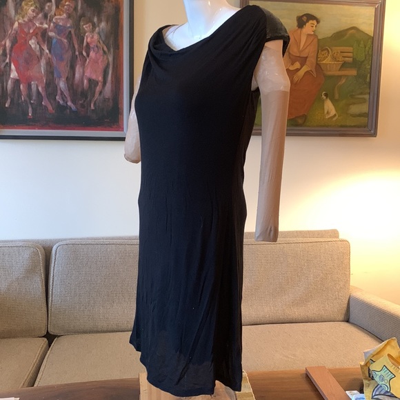 3 DOTS LITTLE BLACK DRESS SEQUINS COWL NECK DRAPED - Picture 4 of 13